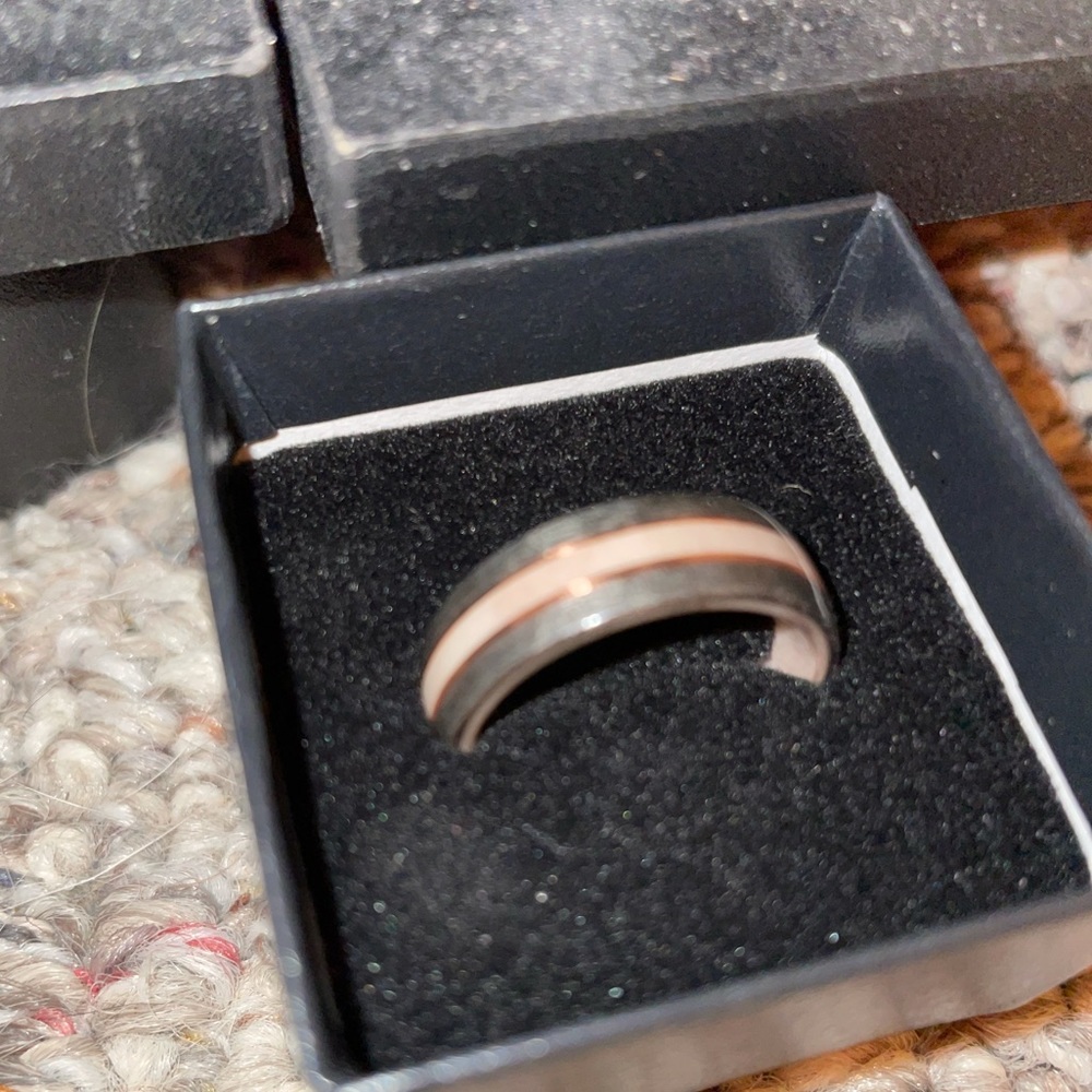 Custom-made men’s ashwood ring with elk antler and bronze inlays - new - Picture 1 of 3